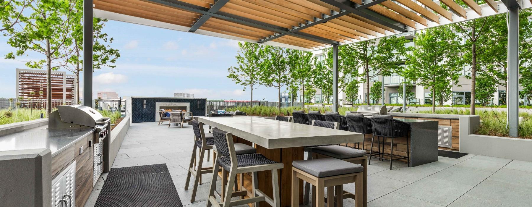 a table and chairs outside